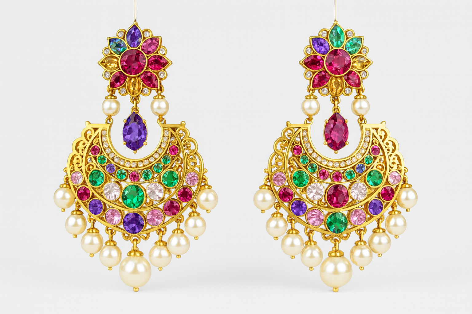 FashLuxe Luxury Gold Plated Jadau Earrings